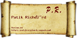 Patik Richárd névjegykártya
