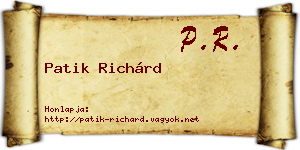 Patik Richárd névjegykártya